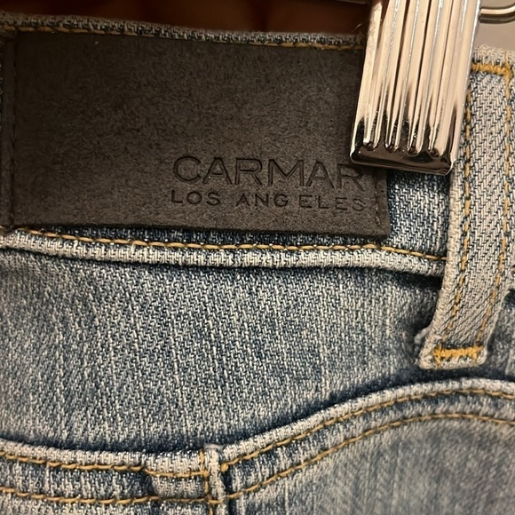 Carmar Distressed Jeans Skinny 6 Decorative Zippers Holes Size 24 Cotton - Picture 4 of 9
